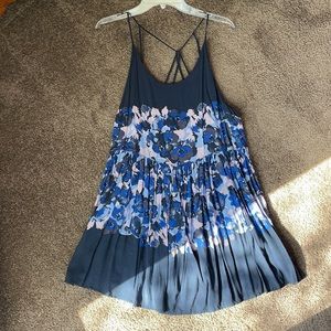Free People Slip Dress Blue Floral Boho Strappy M